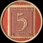 Timbre-monnaie Bergmann's Rokoko Parfümerie - 5 pfennig lie-de-vin sur fond rouge - revers