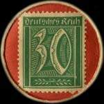 Timbre-monnaie Bergmann's Rokoko Parfümerie - 30 pfennig vert sur fond rouge - revers