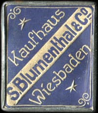 Timbre-monnaie Kaufhaus S. Blumenthal & Co � Wiesbaden avec fond vert - Allemagne - briefmarkenkapselgeld - avers