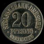 Timbre-monnaie - jeton de ncessit de 20 pfennig - Mara Schh - Strassenbahn-Dresden - Dresde - Allemagne - revers