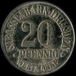 Timbre-monnaie - jeton de ncessit de 20 pfennig - S.Jungnitsch - Pelze - Strassenbahn-Dresden - Dresde - Allemagne - revers