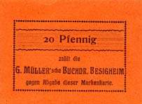 Timbre-monnaie G.Müller à Besigheim - Allemagne - Briefmarkengeld