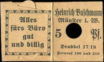 Timbre-monnaie Heinrich Buschmann - Allemagne - Briefmarkengeld