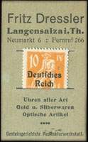 Timbre-monnaie Fritz Dressler à Langensalza - Allemagne - Briefmarkengeld