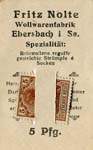Timbre-monnaie Fritz Nolte à Ebersbach - 5 pfennig brun sur carton entaillé - face