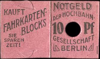 Timbre-monnaie Hochbahn - Berlin - Allemagne - Briefmarkengeld