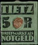 Timbre-monnaie Tietz - 5 pfennig - Allemagne - Briefmarkengeld