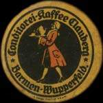 Timbre-monnaie Conditorei-Kaffee Clauberg à Barmen-Wupperfeld - 50 pfennig bicolore sur fond jaune - avers