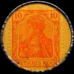 Timbre de 10 pfennig orange sur fond jaune