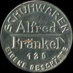 Timbre-monnaie Schuwaren Fränkel - 120 Eigene Geschäfte - 20 pfennig vert sur fond rose - avers