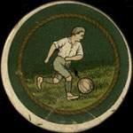 Timbre-monnaie Fussballer / Footballeur - 10 pfennig olive sur fond vert - avers