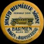 Timbre-monnaie Joseph Hebm�ller S�hne � Barmen - 10 pfennig olive sur fond rose - avers