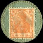 Timbre de 10 pfennig orange sur carton vert