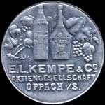 Timbre-monnaie E.L.Kempe & Co  Oppach i/S. - 10 pfennig olive sur fond bleu-vert - avers