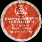 Timbre-monnaie Franz Kopera - Iserlohn - Drogerie - Parfumerie - Photomanufaktur - Allemagne - briefmarkenkapselgeld