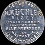 Timbre-monnaie H.Küchler à Alzey - 10 pfennig olive sur fond gris - avers