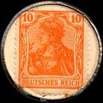 Timbre de 10 pfennig orange sur fond blanc