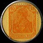 Timbre de 10 pfennig orange sur fond jaune