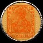 Timbre de 10 pfennig orange sur fond jaune