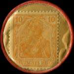 Timbre de 10 pfennig orange sur fond jaune