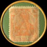 Timbre de 10 pfennig orange sur fond vert