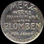 Timbre-monnaie Merz  Frankfurt type 2 - 10 pfennig olive sur fond carton - avers