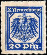 Timbre-monnaie militaire de 20 pfennig du X.Armeekorps avec surcharge Altenwahlingen - Allemagne - Briefmarkengeld - face