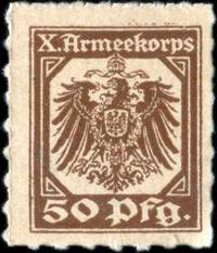 Timbre-monnaie militaire de 50 pfennig du X.Armeekorps avec surcharge Altenwahlingen - Allemagne - Briefmarkengeld - face
