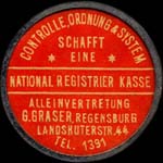 Timbre-monnaie National Registrier Kasse à Regensburg - 5 pfennig vert sur fond orange - avers
