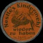 Timbre-monnaie Nestle's Kindermehl type 2 - 30 pfennig vert sur fond orange sans inscriptions au revers - avers