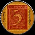 Timbre de 5 pfennig brun-rouge sur fond jaune