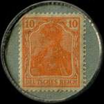 Timbre de 10 pfennig orange sur fond gris