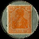 Timbre de10 pfennig orange sur fond vert
