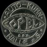 Timbre-monnaie Opel - Halle - 10 pfennig olive sur fond vert - avers