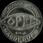 Timbre-monnaie Opel - Magdeburg - 50 pfennig bicolore sur fond saumon - avers