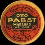 Timbre-monnaie Otto Pabst  Marburg type 2 - 10 pfennig olive sur fond rouge - avers