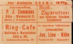 Timbre-monnaie Wechselgeld-Wertmarke - 10 pfennig rouge sur papier - dos