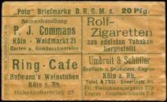 Timbre-monnaie Wechselgeld-Wertmarke - 20 pfennig vert sur papier - dos