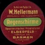 Timbre-monnaie Regenschirme - Spazierstöcke - Reparaturen - Elberfeld - Hofaue 95 - Barmen - Altermarkt 3 - 10 pfennig jaune sur fond bleu - avers
