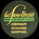 Timbre-monnaie Carl Sasse Elberfeld - Kinderwagen - Reisekrbe - Korbmbel - Herzogstr., Ecke Kaiserstr. - Fernspr. 911 - Allemagne - briefmarkenkapselgeld