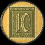 Timbre de 10 pfennig olive sur fond jaune