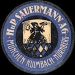 Timbre-monnaie HuP. Sauermann A.G. à München type 2 - 5 pfennig marron sur fond jaune - avers