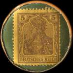 Timbre de 5 pfennig brun sur fond vert