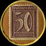 Timbre de 50 pfennig violet sur fond brun