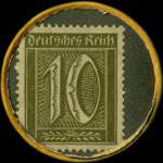 Timbre de 10 pfennig olive sur fond gris