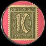 Timbre de 10 pfennig olive sur fond rose