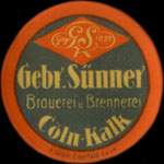 Timbre-monnaie Gebr. S�nner � C�ln-Kalk type 2 - 5 pfennig bordeaux sur fond jaune - avers