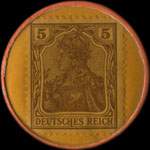 Timbre de 5 pfennig bordeaux sur fond jaune