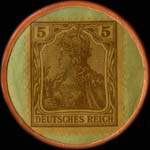 Timbre de 5 pfennig brun sur fond vert