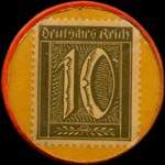 Timbre de 10 pfennig olive sur fond jaune